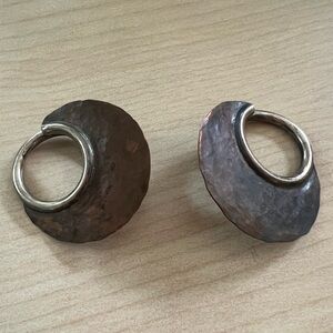 Unique Hammered Copper Disc Gauged Earrings